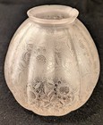 Antique Floral Etched Victorian Glass Lamp Shade 2 25  Fitter