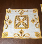 3 Hardanger Norwegian Embroidery Handmade Runners mats  Yellow gold On White 