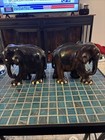 Vintage antique Handmade Elephants From Colombo Ceylon Sri Lanka Very Detailed 