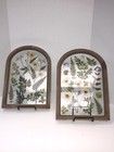 Euc Set Of Two  2  Glass Arched Painted Glass Pressed Flowers Hanging Wall Art