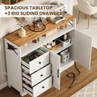 47 Inch Farmhouse Sideboard Buffet Cabinet Storage Cabinet Built-in Power Outlet