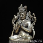 Old Tibet Buddhism Bronze Tibetan Silver Mahavairocana Shakyamuni Buddha Statue