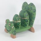 Tiger Lily Frog Letter Holder Mail Envelope Sorter Painted Wood Vintage 1996