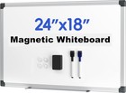 Magnetic Dry Erase White Board For Wall 24   18 - 1 Eraser  2 Markers  4 Magne   