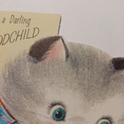 Vintage Card Gray Flocked Kitten Cat Ladybug Mcm 
