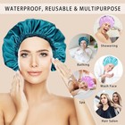 Shower Caps For Women - 4 Pack Reusable Double Layer  Waterproof Bath Hair Caps