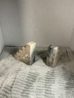 Vintage Art Deco Marble Skyscraper Bookends Gray Stone Heavy 6 Pounds Pair