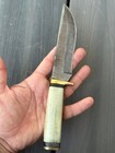 10    Bowie Knife Forged Damascus Fixed Blade Hunting Tactical Camel Bone Handle