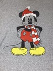 Mickey Mouse Santa Christmas Disney Gray Santa Hat T-shirt Sz Large