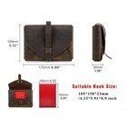 Retro Real Leather Book Cover Case Carrying Book Bag Storage Protective Handbag 