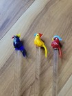 Vtg Art Glass Bird  Swizzle Sticks Drink Stirrers Assorted Set Of 4 
