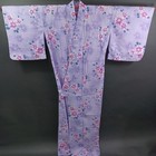 Used Yukata Japanese Light Purple Floral Cotton Summer Kimono