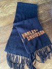 Harley Davidson Black Knit Fringe Large Logo Riding Scarf 47x7   