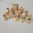 Vintage Wooden Spools 15 Various Sizes 1 Large 2 Medium 12 Small
