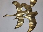 Vintage Mcm Brass Flying Seagulls Birds Wall Hanging 11  X 8 5 