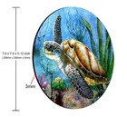 Amcove Sea Turtle Lonely Swim Oil Painting In Ocean 7 9 7 9 Inch  Amr15