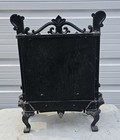 Antique Cast Iron Fireplace Insert  Black Scrollwork Grate Coal Basket