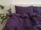Dark Purple Color Linen Duvet Cover Comforter Duvet Cover With Pillowcase Sets