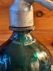 13  Dark Teal Blue Syphon Seltzer Bottle Ridged Faceted Glass Glass Stem Vtg
