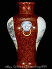11 8  Old Chinese Yongzheng Fencai Porcelain Figure Story Beast Ear Bottle Vase