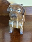 Folk Art Carved Wood Saint Bernard Dog With Brandy Barrel