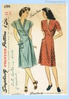 Simplicity 1199  1940s Wwii Misses Wrap Dress Size 34 B Vintage Sewing Pattern