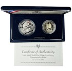 1991   1995 Wwii 50th Anniversary Commemorative 2-coin Silver Proof Set