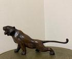 Old Japanese Bronze Roaring Tiger Statue Art Sculpture Weight 5 2 Kg