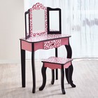 Fantasy Fields Gisele Leopard Print Kids Vanity Table   Stool  Black   Pink