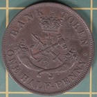 1854 Province Of Canada Half Penny Token Pc-5c1