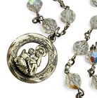 Vintage Chapel Sterling Rosary Virgin Mary Baby Christ Medal Ab Crystal