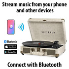Victrola Vintage 3-speed Bluetooth Portable Suitcase Record Light Beige 