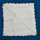 Vintage White Embroidered Linen Bridal Hanky Hankie