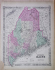 Rare Antique 1866 Map   Maine By Johnson   Ward