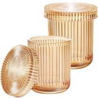 Glass Qtip Holder Dispenser-pack Apothecary Jars- Vintage Sunburst 2 Amber