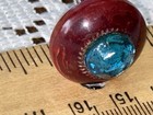     Antique Burgundy Bakelite Hatpin    Art Deco    6     Blue R stone Center