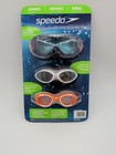 Speedo- 3 Unisex Swim Goggles Hydrospex Ages 6-14 Multi Color- Uv Protection 