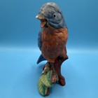 Vintage Hand Painted Bluebird Figurine On Branch - Taiwan Bird Decor Gift