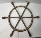 Vintage Solid Brass Ships Wheel 24  Heavy 15 Lbs 6 Spoke Keyed Hub Nautical Helm