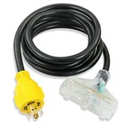 Rv Generator Power Adapter 30amp Male 4-prong Plug To 3x 15 Amp Female 10ft Cord
