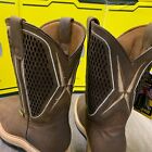Men s Square Steel   Soft Toe Work Boots Cowboy Brown Genuine Leather Oil Resist