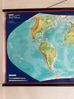 Vintage World Map School Chart Educational Wall Chart Geography 