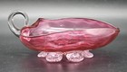Antique Victorian Hand-blown Uranium cranberry Glass Candy Dish richardson c1900
