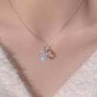 Woman Necklace Silver Stainless Steel Chain Moon Star Cubic Zircon Charm Pendant
