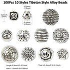 100pcs Antique Silver Round Beads Vintage Tibetan Alloy Spacer Beads For Jewelry