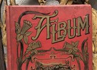 Antique Victorian Almost Empty Scrapbook Red Album