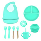 10-piece Silicone Baby Feeding Set       Bpa-free  pink Or Mint 