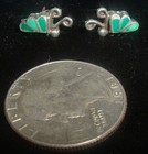 Vintage Signed  Sterling Silver   Flush Mount Turquoise Butterfly Post Earrings 