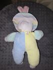 Vtg Eden Color Block Pastel Bunny Rabbit Terry Cloth Plush Stuffed Animal Rare