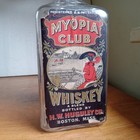 Myopia Club Whiskey Woman Driving Early Car H w huguley 1907 Labeled Bottle